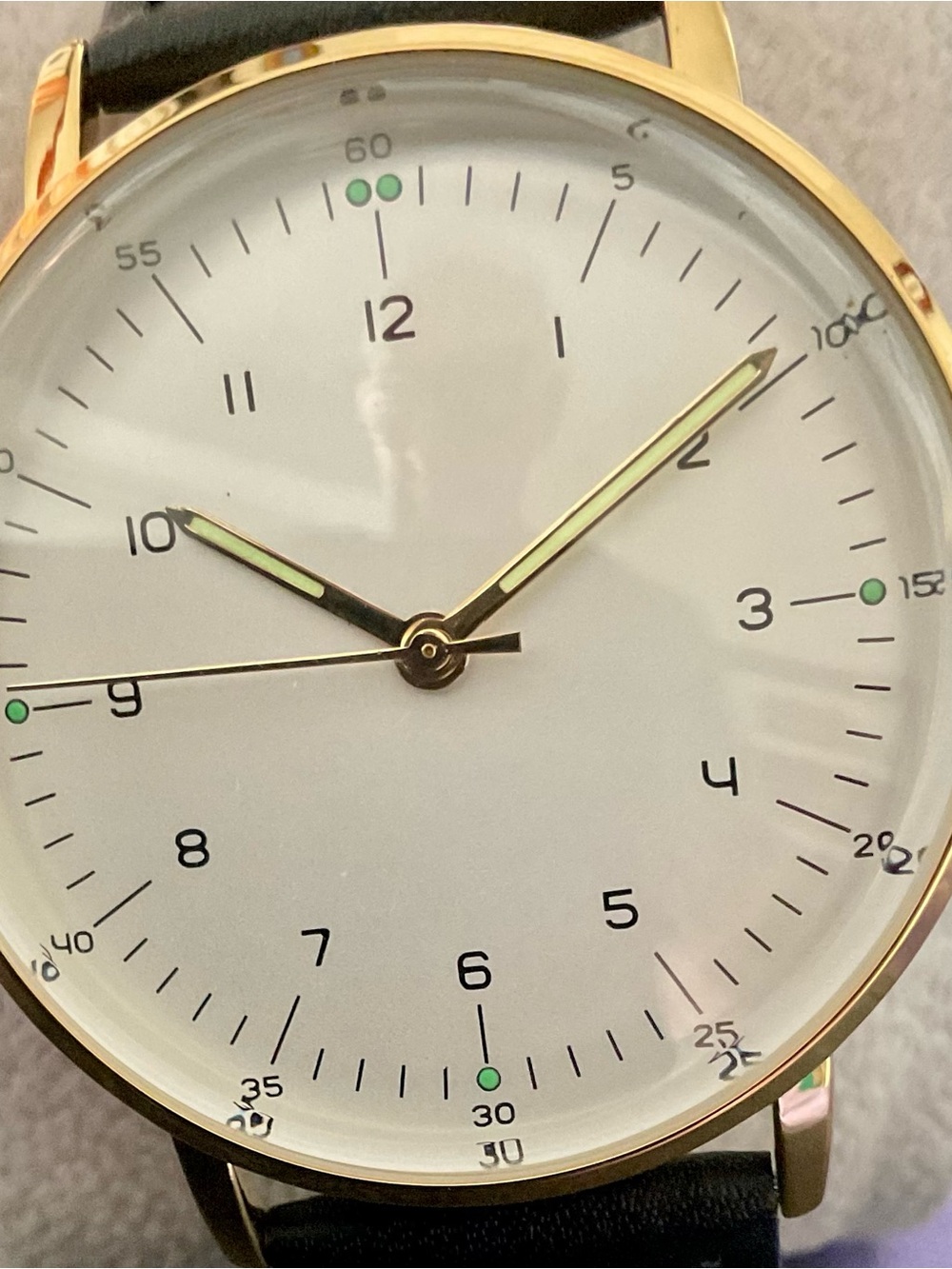 NIB Beautiful MECHANICAL Gold Tone Max Bill Homage Watch Clean Domed Crystal.